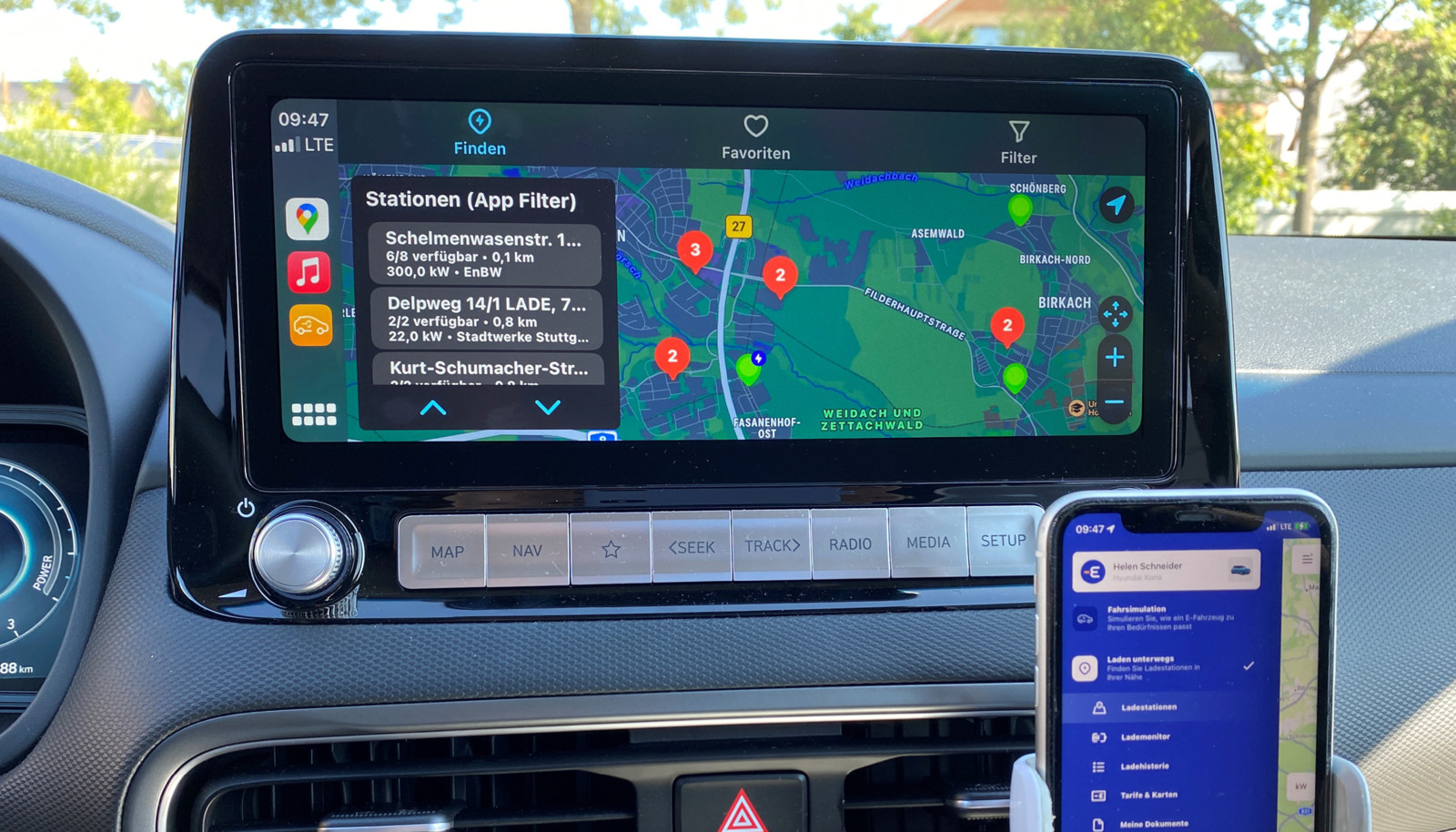 EnBW-Kunden können die App Mobility+ künftig direkt über ihr Apple-Carplay-fähiges Infotainmentsystem im Auto benutzen.