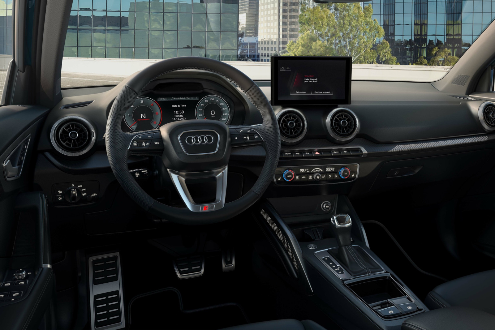 Anstelle des Dreh-DrÃ¼cksteller bietet die Mittelkonsole des Audi Q2 kÃ¼nftig ein kleines Staufach